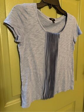 Talbots Light Blue Scoop Neck Tee with Center Pleat Panel